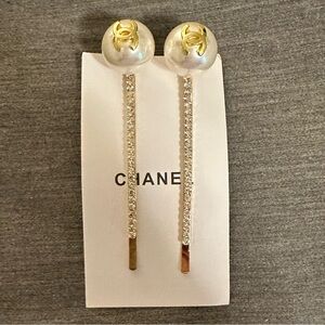 Chanel Fashion Pearl and crystal Hair Clips, Pins | Brand New | Set of 2